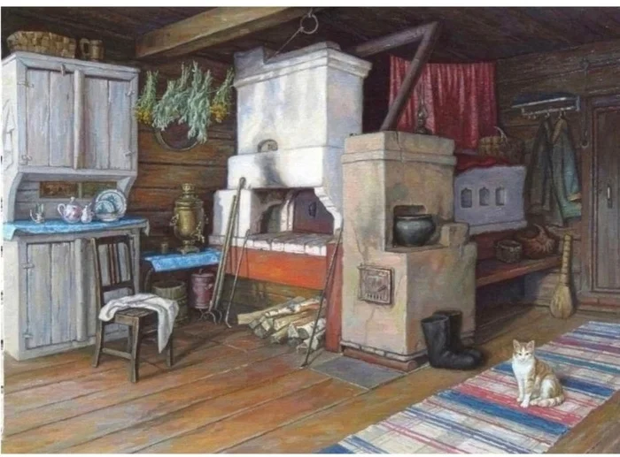 Retro studio. One-room apartment - Retro, Studio, One room apartment, Old school, Vintage, cat, Painting