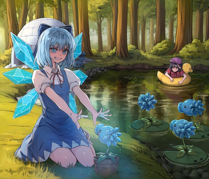 Plants vs Cirno Touhou, Cirno, Miyako Yoshika, Plants vs Zombies, , Anime Art, , 