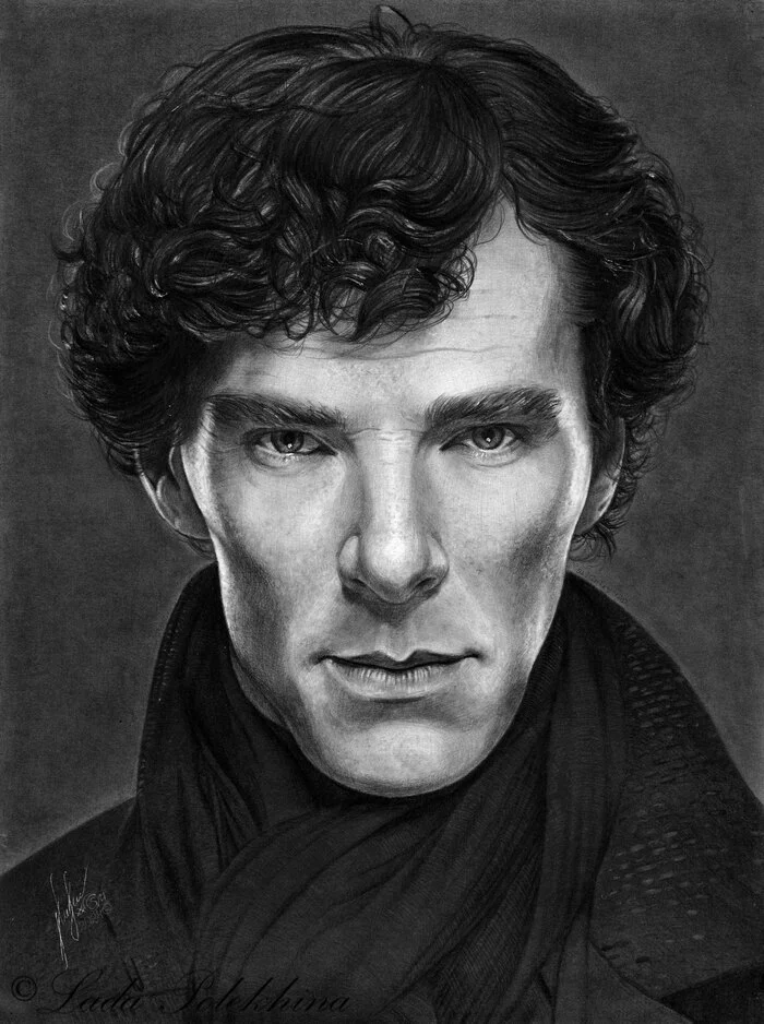 Portrait in pencil. Sherlock - My, Portrait by photo, Graphics, Traditional art, Pencil drawing, Portrait, BBC Sherlock series, Sherlock Holmes, Benedict Cumberbatch, Actors and actresses, Celebrities, Serials