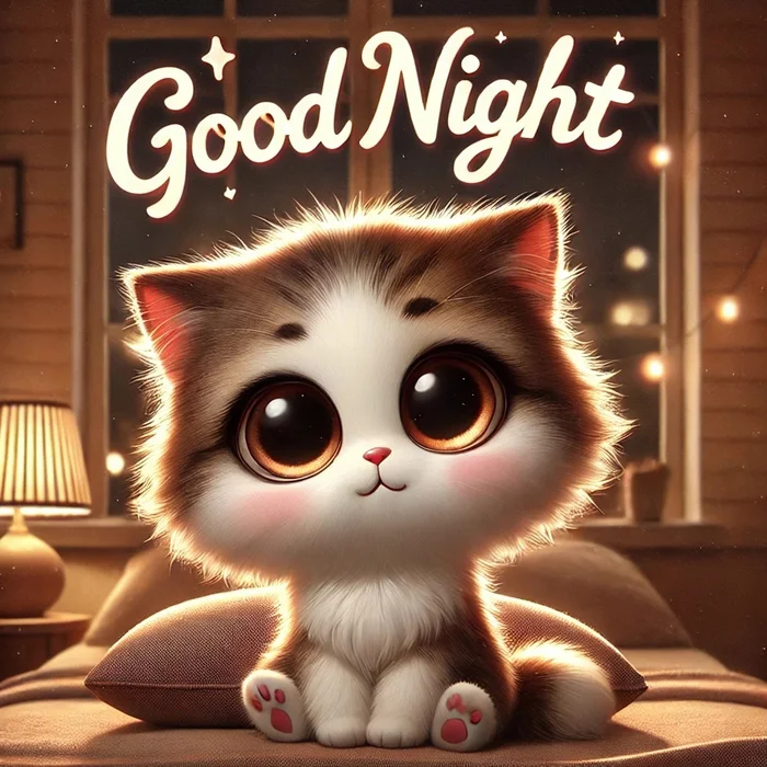 Котик говорит 'Good Night', а кошечка – 'Good Morning' - Моё, Котята, Стикеры, Пожелание, Длиннопост