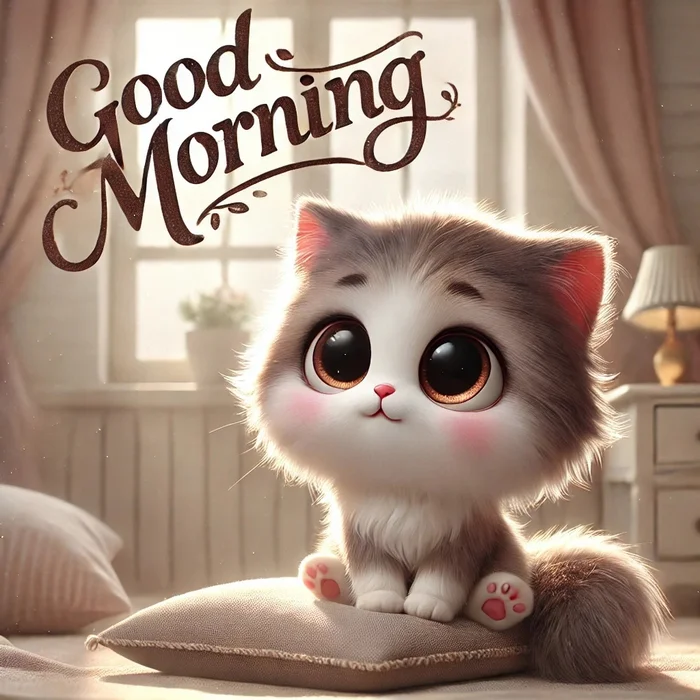 Котик говорит 'Good Night', а кошечка – 'Good Morning' - Моё, Котята, Стикеры, Пожелание, Длиннопост