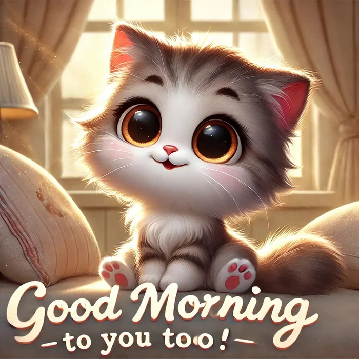 Котик говорит 'Good Night', а кошечка – 'Good Morning' - Моё, Котята, Стикеры, Пожелание, Длиннопост