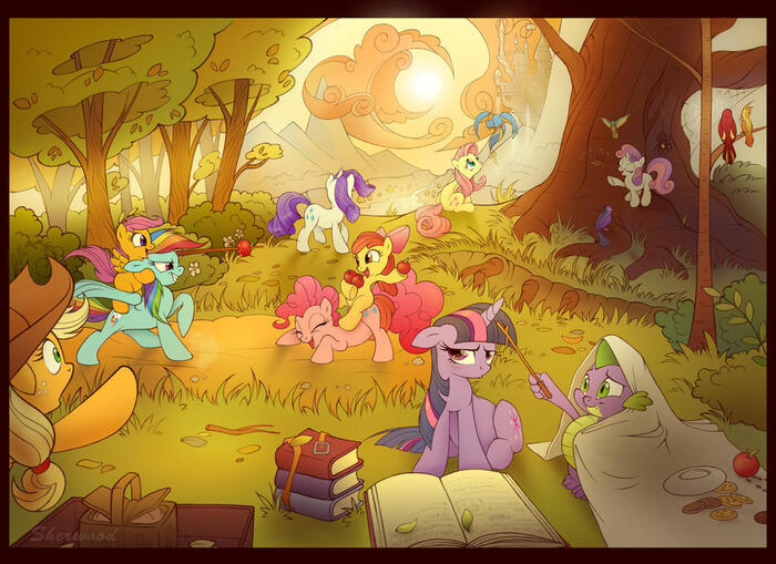   My Little Pony, Ponyart, Twilight Sparkle, Rainbow Dash, Applejack, Fluttershy, Pinkie Pie, Rarity, Spike, Scootaloo, Applebloom, Sweetie Belle, Sherwoodwhisper