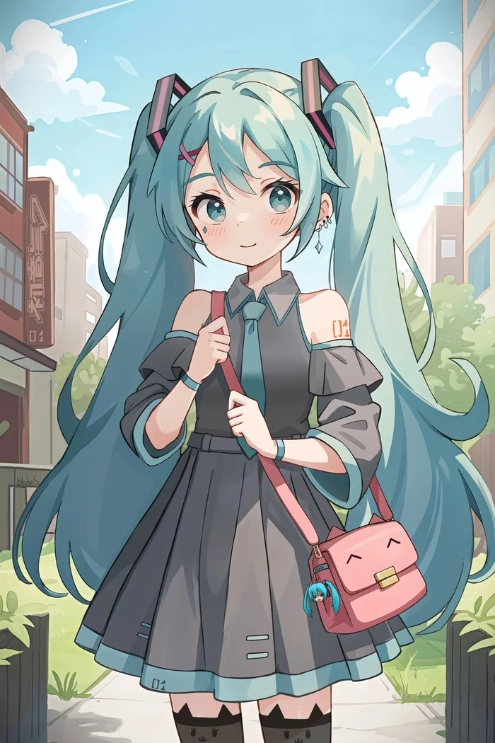 Miku on a walk - Hatsune Miku, Vocaloid, Anime art, Vocaloid Art, Neural network art