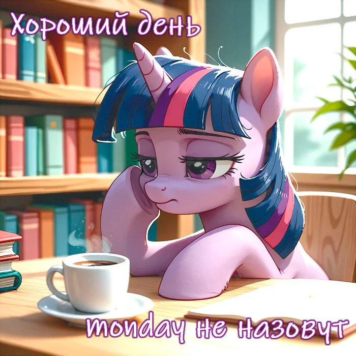 Monday is a hard day - My, Neural network art, My little pony, Twilight sparkle