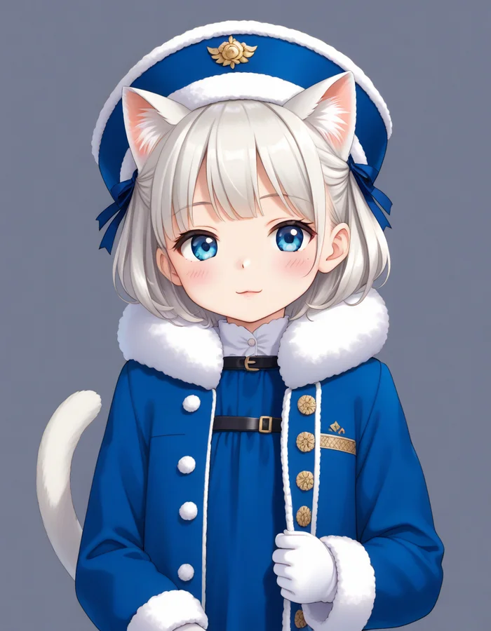 New Year's Alesya - My, Shards of Worlds: Alesya, Anime art, Anime, Stable diffusion, Neural network art, White hair, Blue eyes, Animal ears, Neko, Milota, Longpost