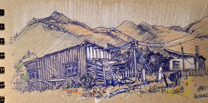 Altai Sketches 4 - My, Handmade, Drawing, Graphics, Sketch, Sketchbook, Pen drawing