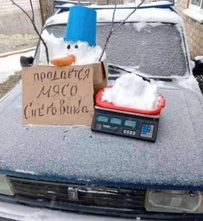 Winter business - Irony, Picture with text, Announcement, Hardened, Humor, snowman, Meat, Repeat