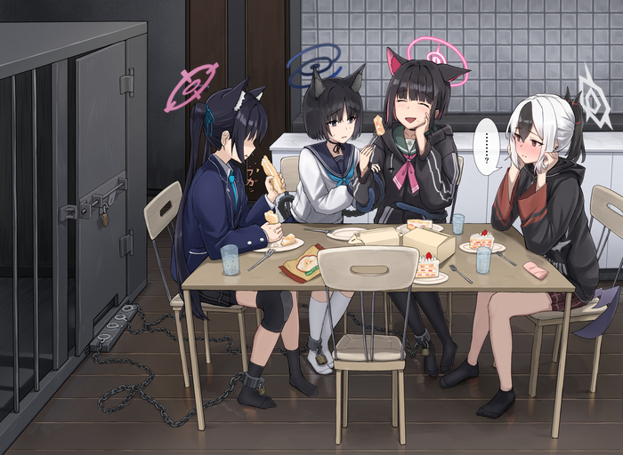       Anime Art, , , , Blue Archive, Onikata Kayoko, Kyouyama Kazusa, Kikyou, Animal Ears, Kuromi Serika,   , , ,   