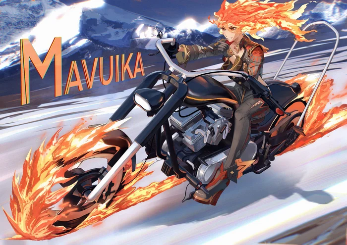 Ghost Rider - Anime, Anime art, Mavuika (Genshin Impact), Genshin impact