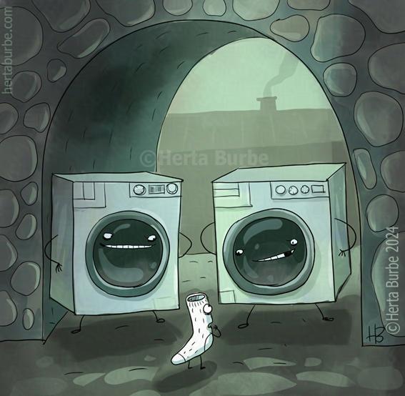 Missing in action - Herta Burbe, Comics, Socks, Washing machine, The missing, Missing