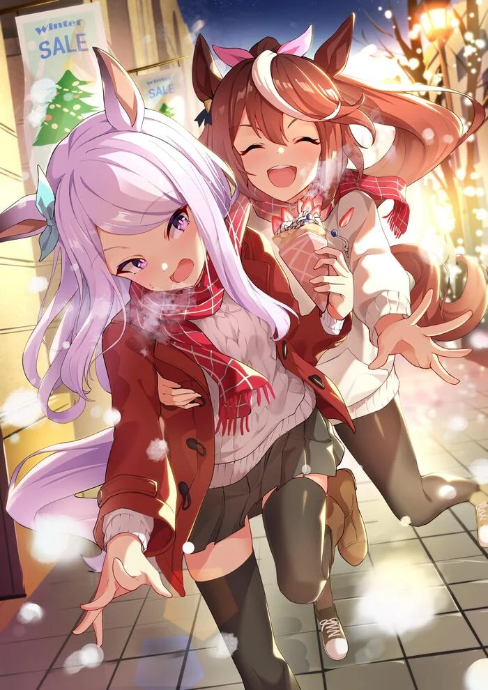 Mejiro McQueen & Tokai Teio - Anime, Anime art, Uma musume pretty derby, Tokai teio, Animal ears, Tail, Friend, Mejiro McQueen