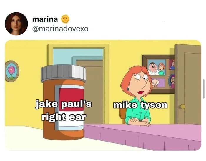 Mike Tyson Vs Jake Paul's Right Ear - Picture with text, Memes, English language, Translation, Learning English, Boxing, Mike Tyson, Jake Paul, Ears