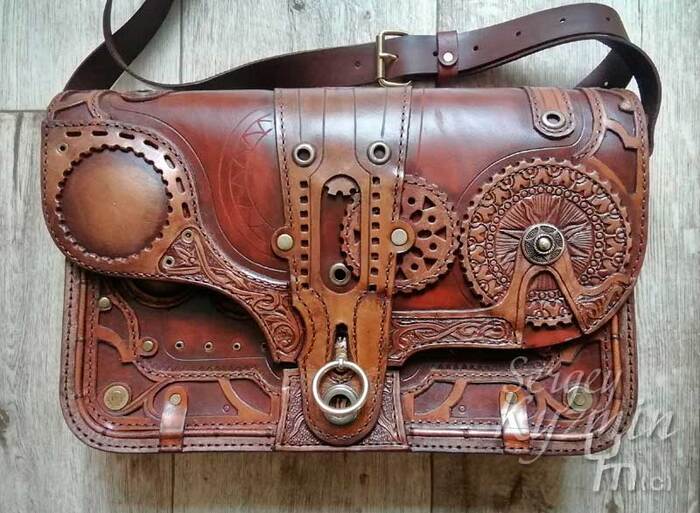 New works - My, Leather products, Steampunk, Handmade, Сумка, Creation, Natural leather, Needlework without process, Leather, Sewing, Accessories, Longpost