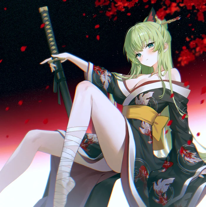 O C - Anime art, Anime, Original character, Girls, Katana, Yukata, Fymrie