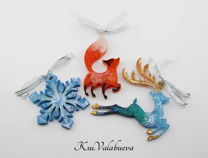 Christmas tree toys made of epoxy resin - My, Toys, Christmas decorations, Handmade, With your own hands, New Year, Fox, Deer, Needlework without process, Needlework