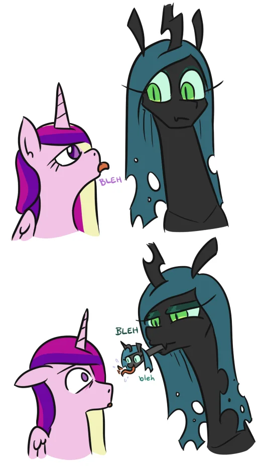 Teasing - My little pony, PonyArt, Princess cadance, Queen chrysalis, Jargon scott