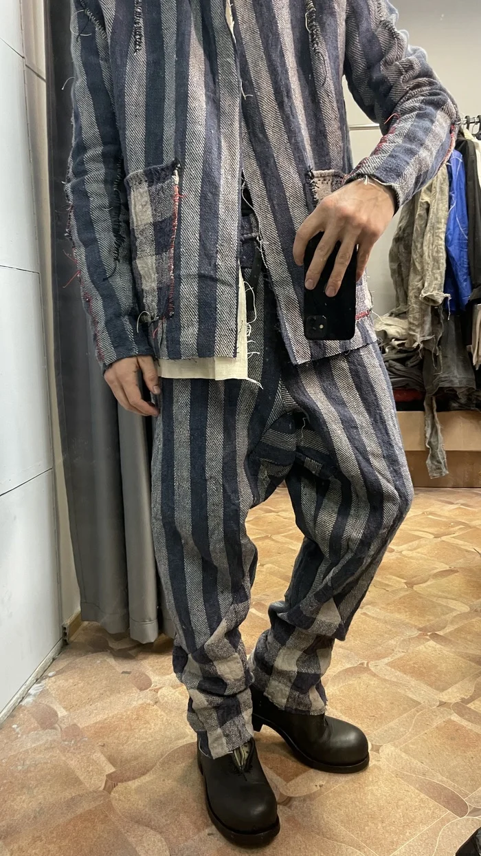 A prisoner's suit? Or homespun hemp - My, Costume, With your own hands, Jacket, Vanguard, Theatre, Needlework without process, Fashion, Cloth, Longpost