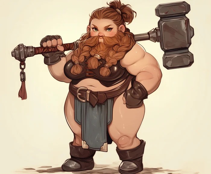 Dwarf Varvara - My, Neural network art, Pinanoc, Midjourney, Barbarian, Barbarian, Barbara, Dungeons & dragons, Dwarves, Woman-Dwarf