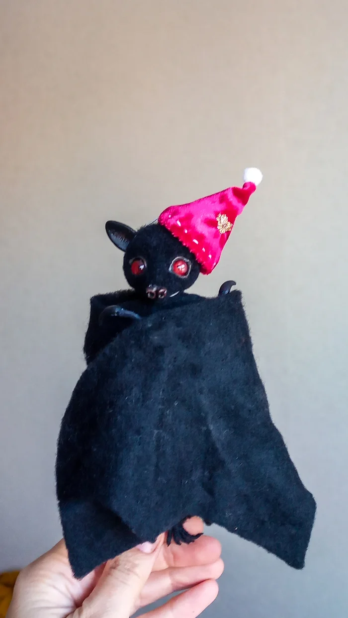 New Year's Bat. Handmade toy - My, Bat, Author's toy, Milota, Longpost