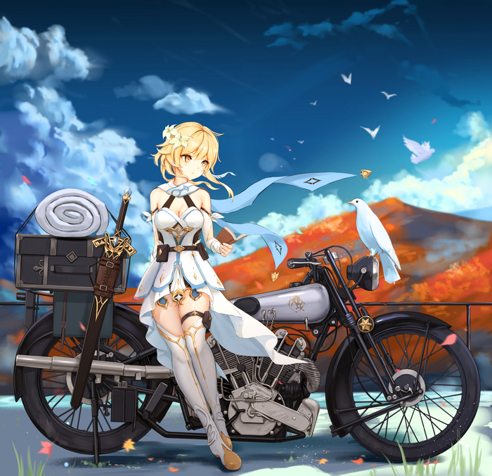 Lumine's Journey Anime Art, Genshin Impact, Lumine (Genshin Impact), Kino no Tabi