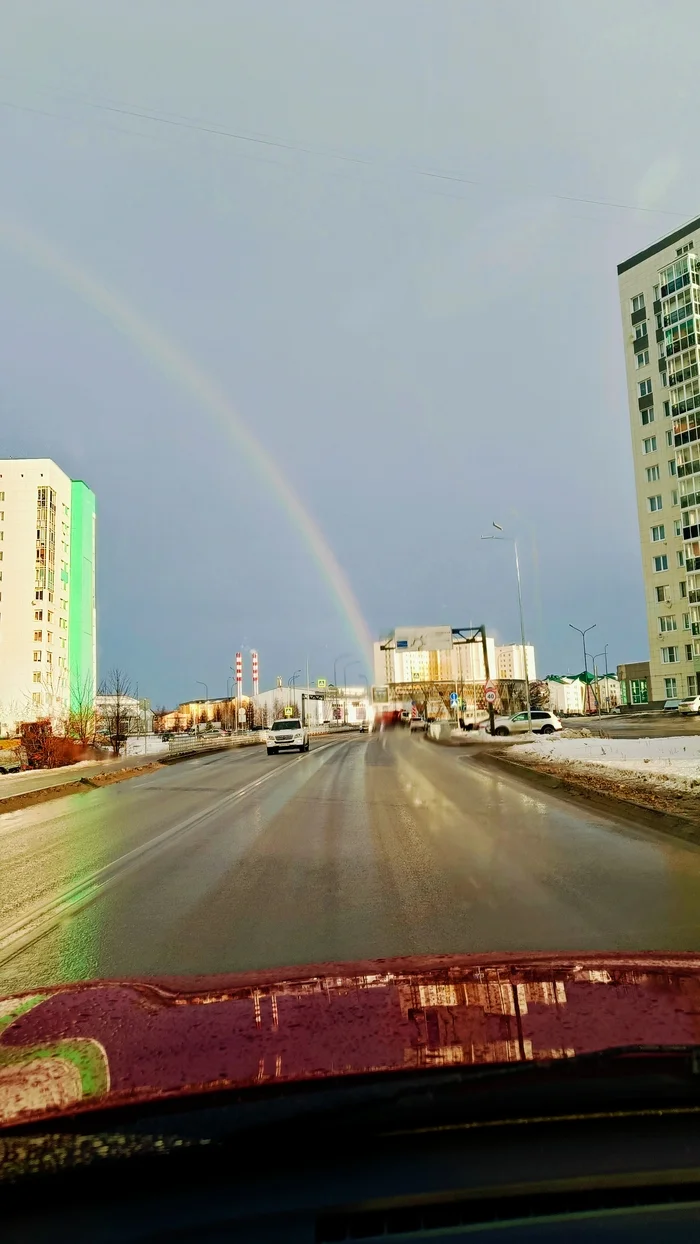 Rainbow, in November... - My, Khanty-Mansiysk, Rainbow, November, Winter, Longpost