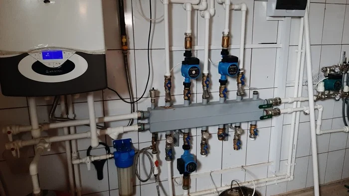 House. Heating. Part 3. Boiler, radiators, control - My, Rukozhop, Heating, Installation of heating systems, Plumbing, Pipe, Home construction, Boiler room, Gas boiler, Mat, Longpost