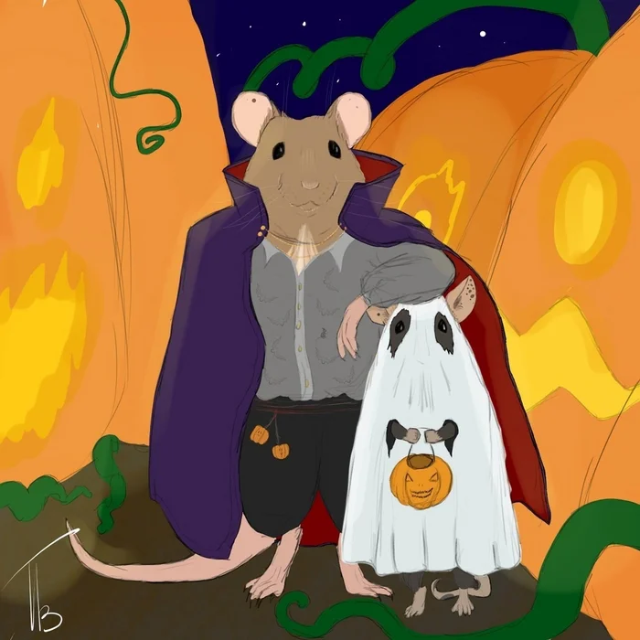 Well, basically it's still November, so here I'll share my Halloween art) so what? - My, Milota, Rat, Art