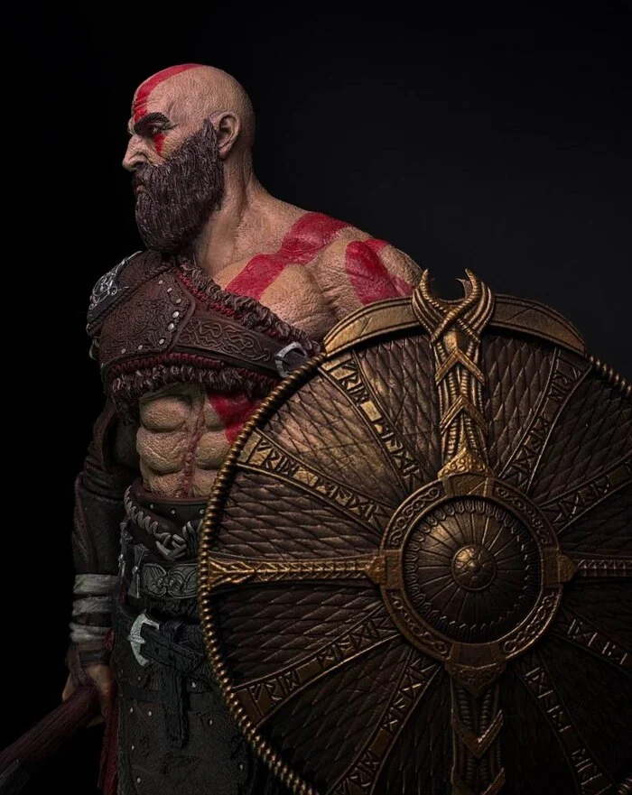 God of War Kratos Model - My, god of War, God of war, God of War 2: Ragnarok, Kratos, 3D modeling, Collectible figurines, Collecting, Painting, Modeling, Longpost, Art, 3D печать, Painting miniatures, Games, Playstation, Scandinavian mythology