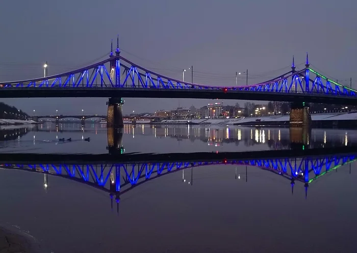 Old Tverskaya Bridge - Tver, Bridge, Architecture, Reflection, The photo