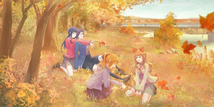 Minami-Chuu Quartet Outdoor - Anime, Anime art, Hibike! Euphonium, Nozomi Kasaki, Mizore Yoroizuka, Yoshikawa yuuko, Natsuki Nakagawa