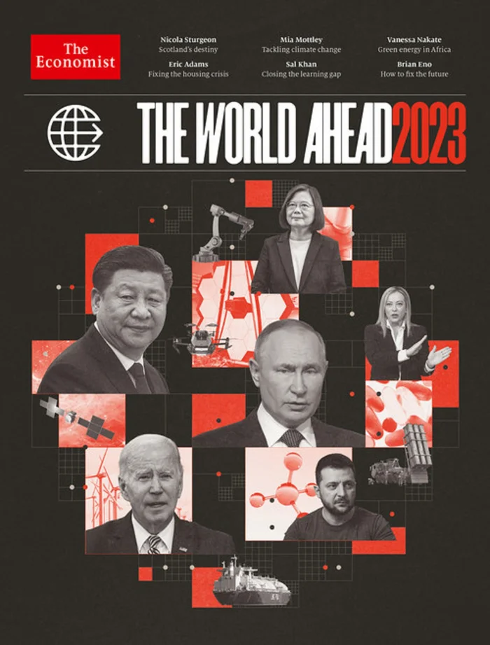 Cover of The Economist 2025 - My, Mystery, The Economist, Zionism, Donald Trump, Vladimir Putin, Forecast, Rebus, West, Dollars, Nuclear threat, City, Saturn, Kronos, Saturn Devouring His Son, All-seeing eye, Hype, Hype, Ursula von der Leyen, Politicians, Politics, Longpost