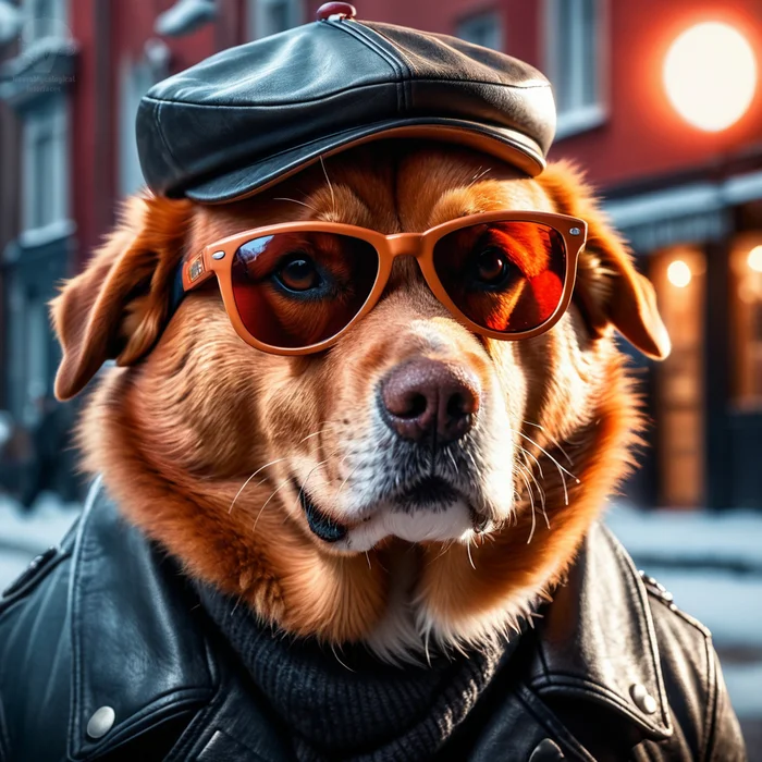 Happy Red Dog Day! - My, Neural network art, Chatgpt, Stable diffusion, Art, 2D, Dog, Postcard, Absurd