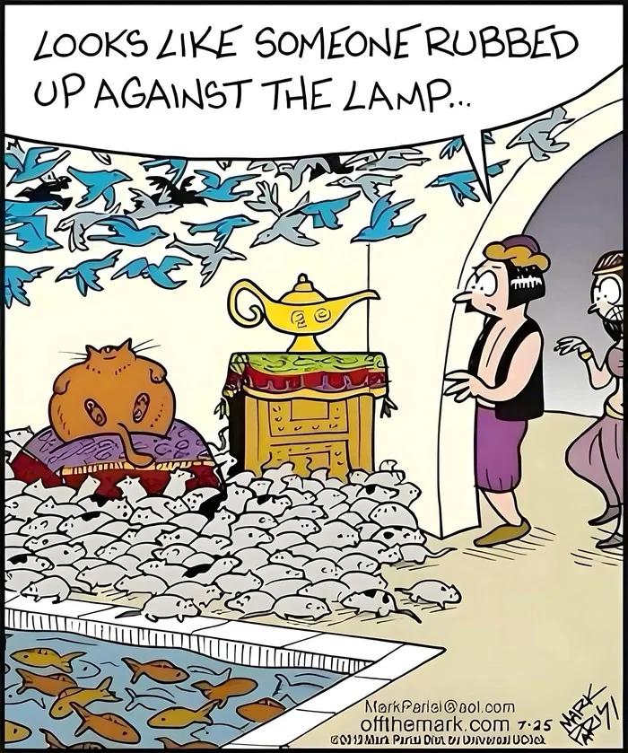 Looks like someone rubbed against the lamp - Comics, Offthemark, cat