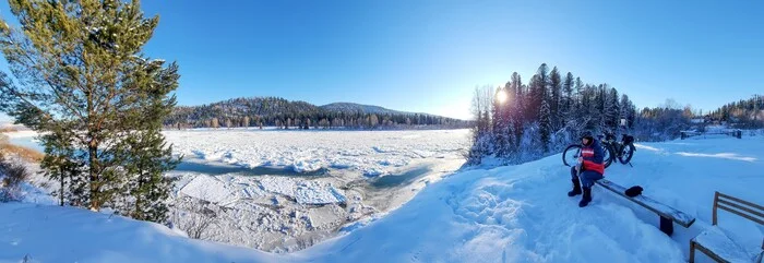 Where are our winter skiers? - My, Mobile photography, A bike, Kemerovo region - Kuzbass, Tom, Pokatushki, Fatbike, Mrassu, Longpost