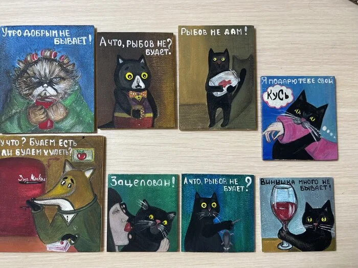 Cat and animal magnets, motivators and demotivators for everyone - My, Decor, Handmade, Memes, Meme Pets, cat, Cat lovers, Fat cats, Dog lovers, Motivator, Demotivator, Humor, Magnets, Dry pastel, Strange humor, Pet the cat, Kus, Black cat, Longpost