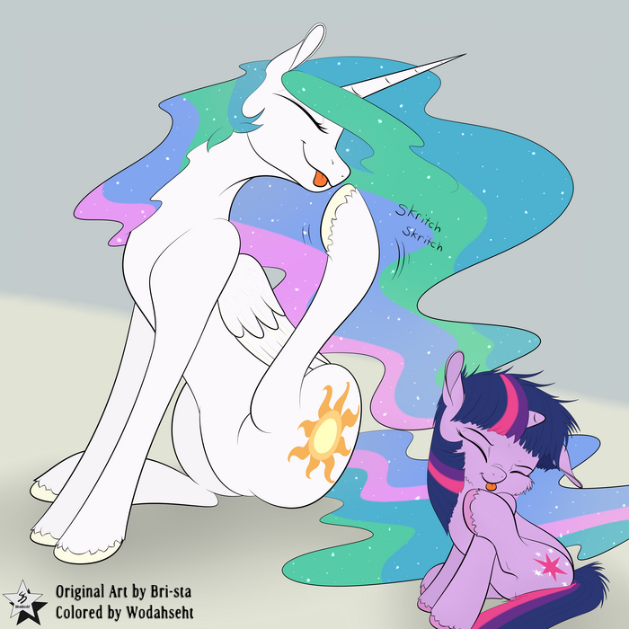   My Little Pony, Ponyart, Princess Celestia, Twilight Sparkle