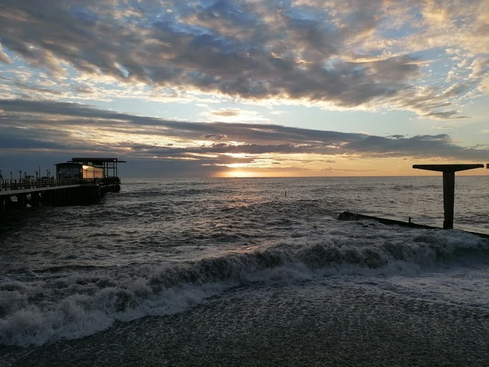 Adler. Embankment - My, Beach, Sunset, Sochi, Storm, Landscape, The photo