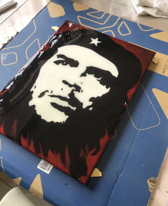 Comrade. Che) - My, Painting, Canvas, Author's painting, Painting, Epoxy resin, Acrylic