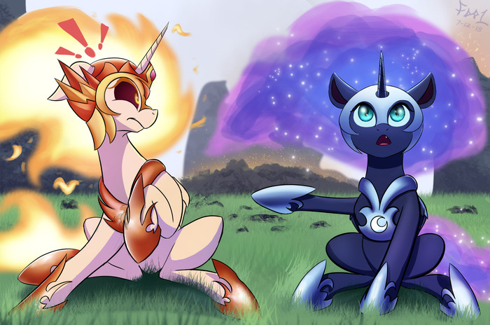    My Little Pony, Ponyart, Nightmare Moon, Daybreaker, Foughtdragon01