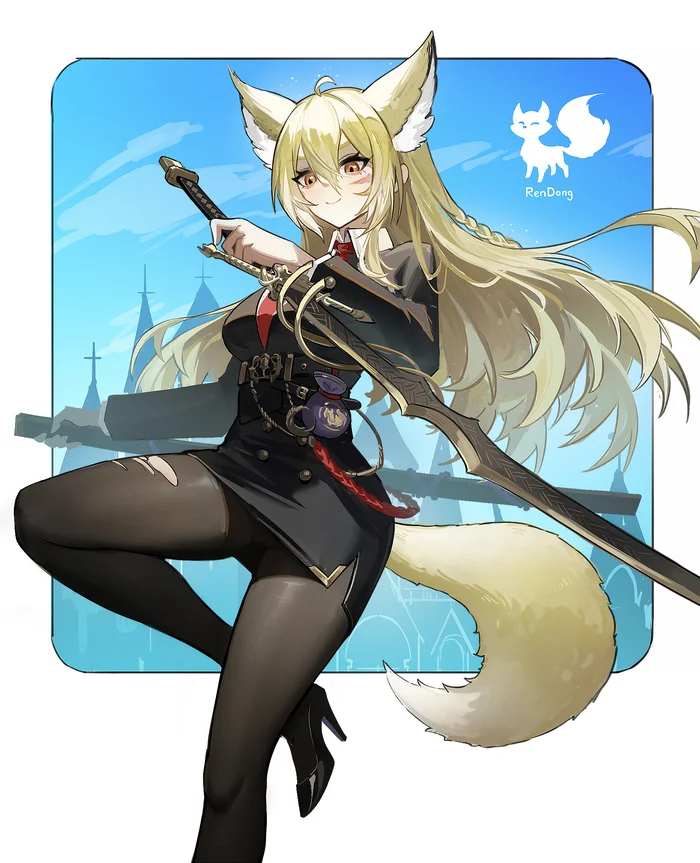 Ears - Anime art, Anime, Arknights, Vulpisfoglia (Arknights), Animal ears, Tail