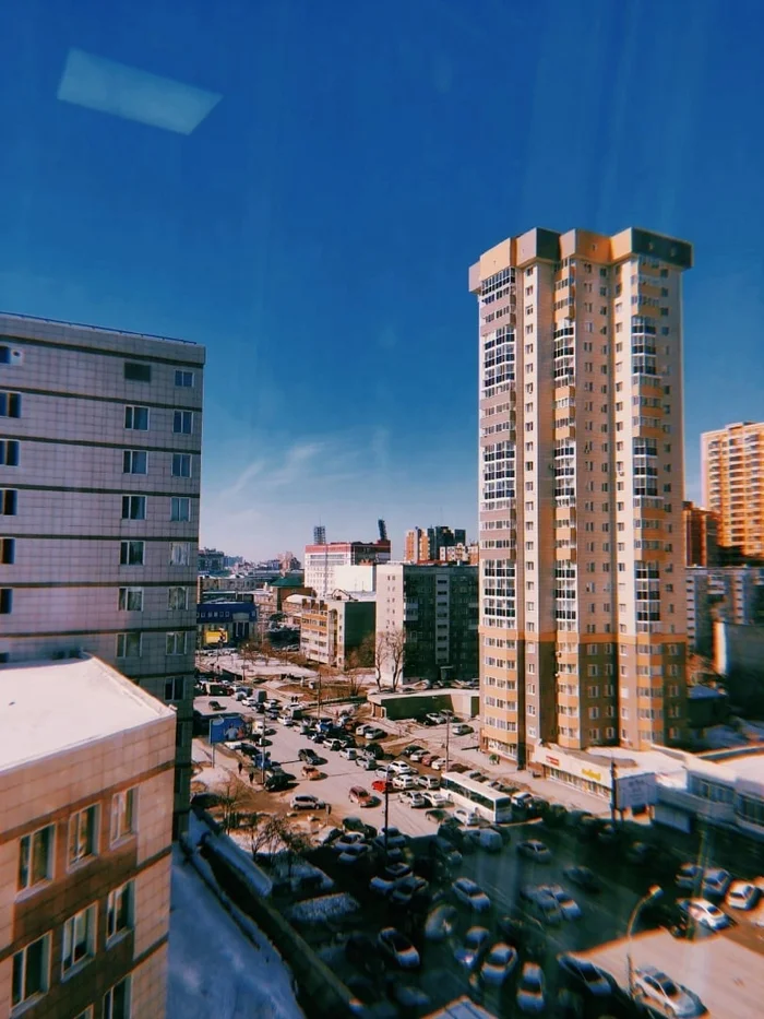 Frunze street - Novosibirsk, Novosibirsk region, View from the window, Mobile photography, The photo, Winter