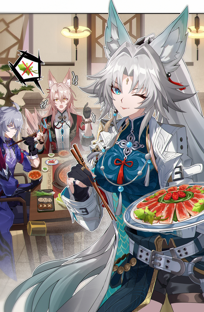  !  ! , Anime Art, Feixiao (Honkai: Star Rail), Jiaoqiu (Honkai: Star Rail), Honkai: Star Rail, Animal Ears