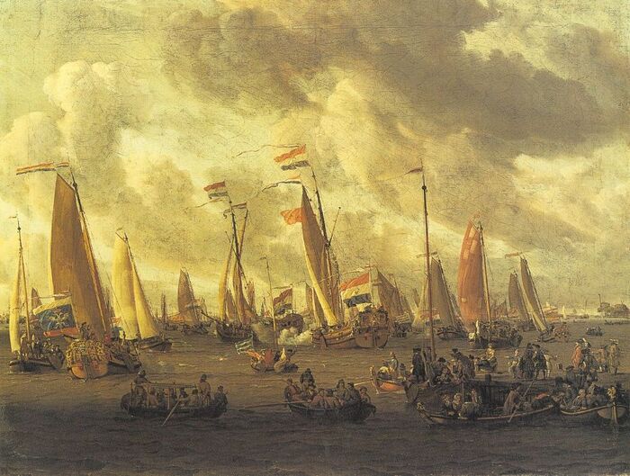 Показательный бой в заливе Эй в честь Петра I 1 сентября 1697 г.