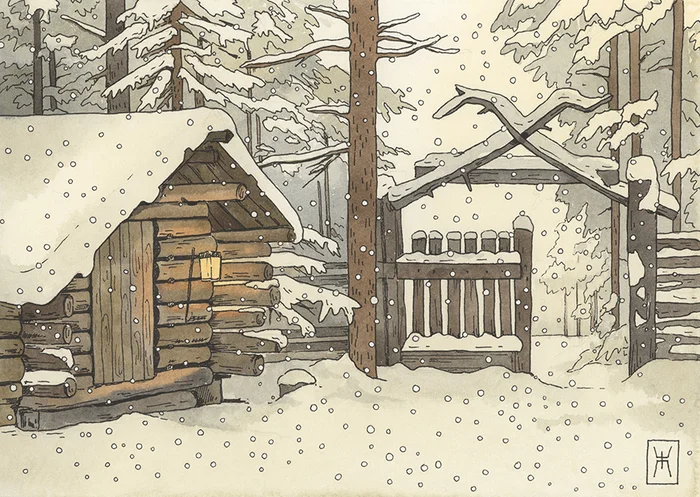 I show a watercolor winter - My, Watercolor, Traditional art, Painting, Illustrations, Art, Longpost