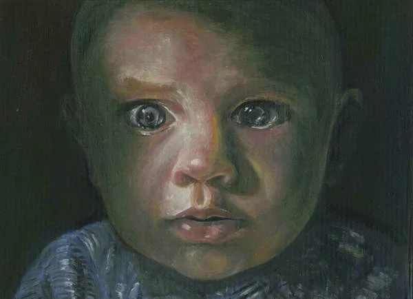 Baby - My, Portrait, Portrait by photo, Oil painting, Children, Drawing