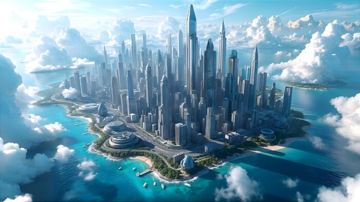 Город над островами лазурного океана