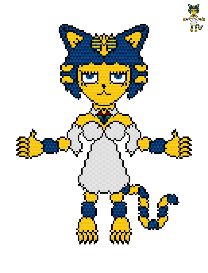 Egyptian Cat Ankha (Fan-Art v01) - Моё, Арт, Pixel Art, Девушки, Фурри, Антро, Furry Cat, Кот, Ankha, Animal Crossing, Египтяне, Furry Art