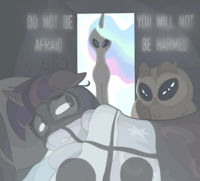 Don't be afraid, we won't harm you. - My little pony, Twilight sparkle, Princess celestia, Owlowiscious