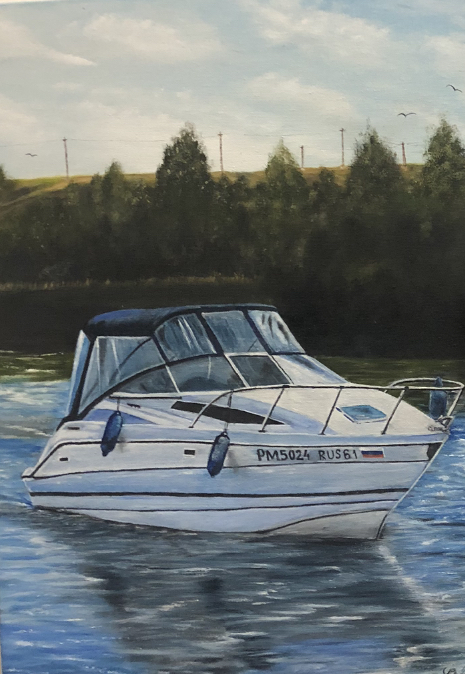 My own boat) - My, Painting, Author's painting, Canvas, Painting, Boat, Oil painting